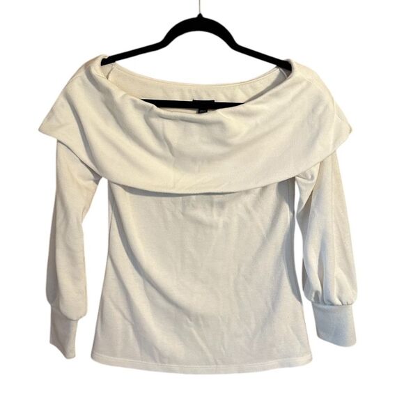 Ann Taylor Off-the-Shoulder Sweatshirt. Size XS. Ivory Color - Picture 3 of 6